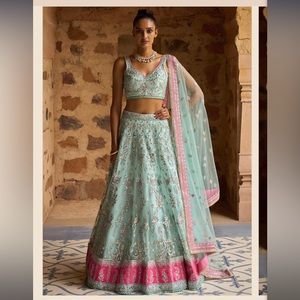 Lashkaraa Mint and Pink Lehenga (3 pieces)